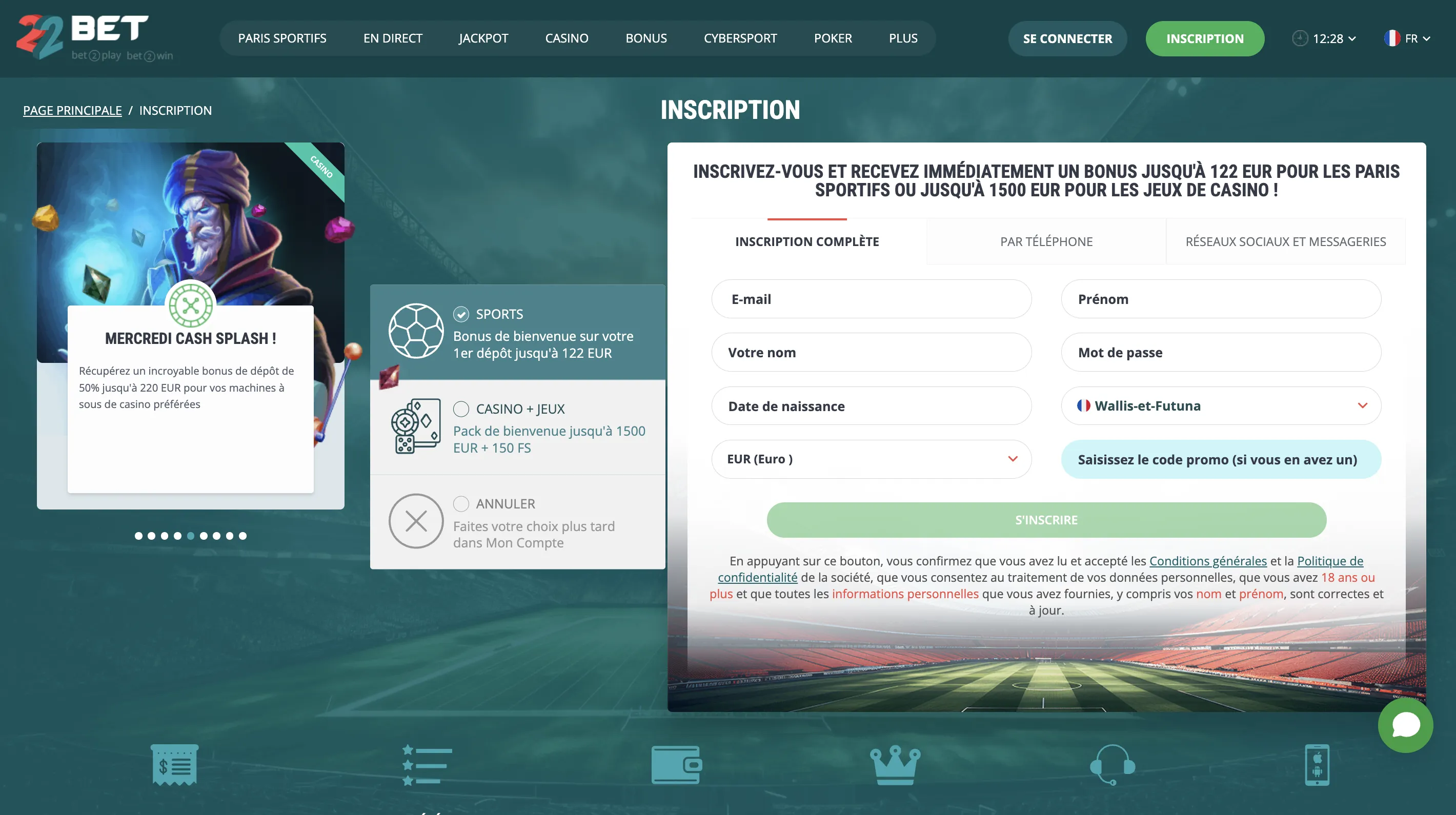 Guide d'inscription sur un site de paris sportif international